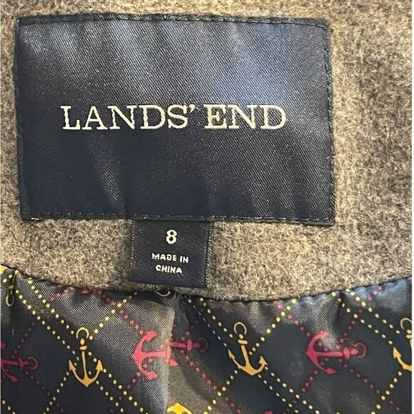 Lands' End Women’s Gray Wool Peacoat with Wide Lapel Collar Sz 8 - Picture 10 of 11